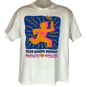 Texas Special Olympics Graphic T-Shirt Large White Hanes Single Stitch USA 90s